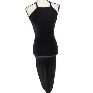 Asos Womens Sheath‎ Dress Black Velvet Stretch LBD 2